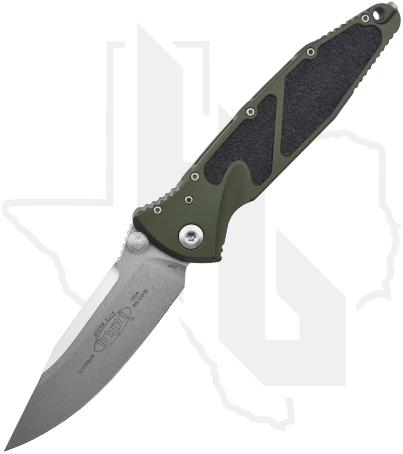 Microtech Socom Elite 160-10OD - Single Edge, Stonewashed, OD Green Aluminum