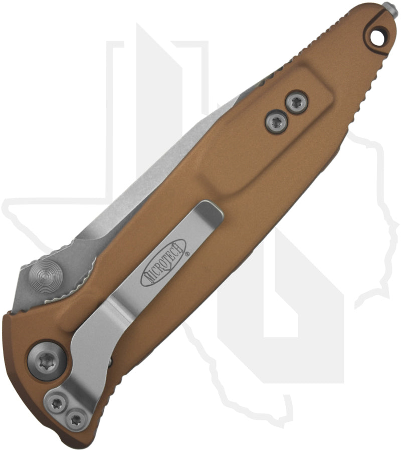 Microtech Socom Elite 160-10TA - Single Edge, Stonewashed, Tan Aluminum