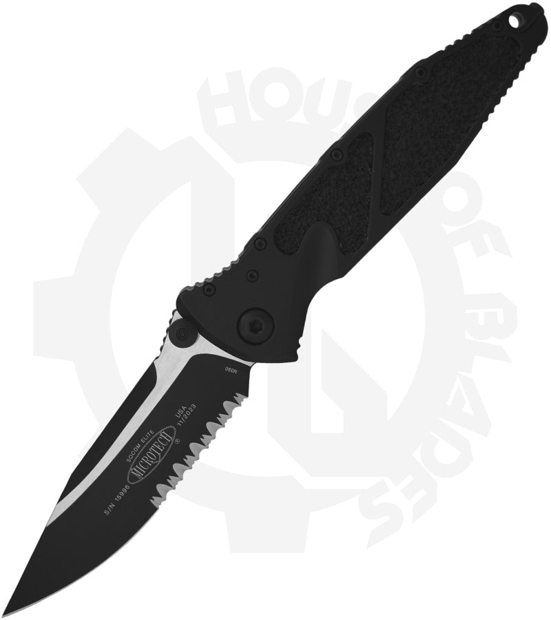 Microtech Socom Elite 160-2T - Single Edge, Partial Serrated, Black