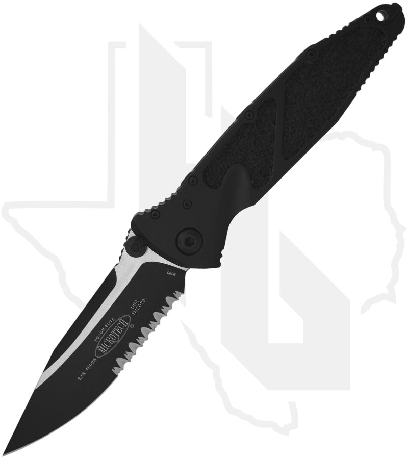 Microtech Socom Elite 160-2T - Single Edge, Black, Black Aluminum