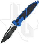Microtech Socom Elite Auto 160A-2BL - Single Edge, Black, Blue Aluminum