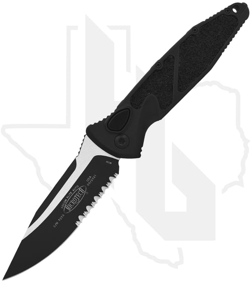 Microtech Socom Elite Auto 160A-2T - Single Edge, Black, Black Aluminum