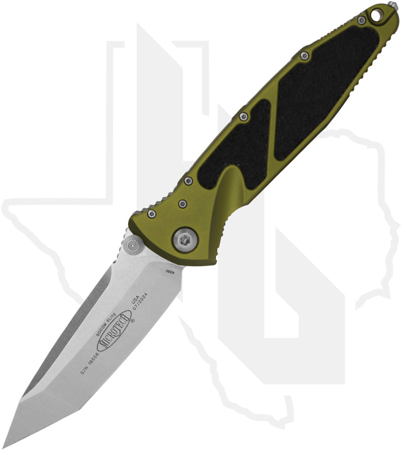 Microtech Socom Elite 161-10OD - Tanto Edge, Stonewashed, OD Green Aluminum