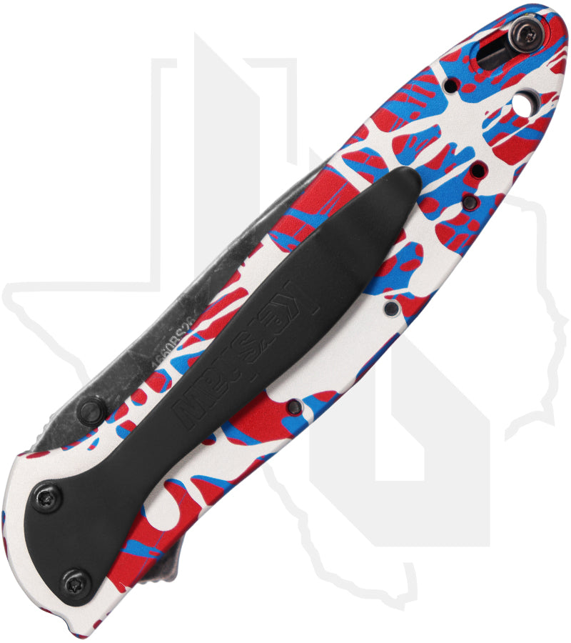 Kershaw Leek Ken Onion 1660BS26 - Red, White, and Blue Splatter Aluminum