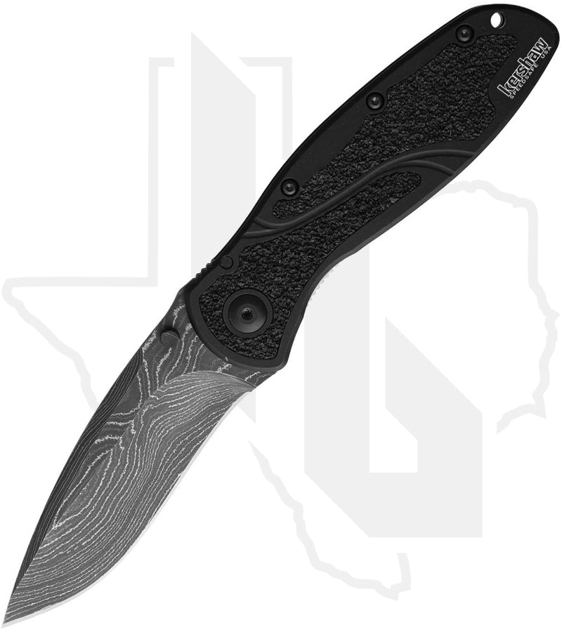 Kershaw Blur Ken Onion 1670BLKDAM - Black Aluminum, Damascus