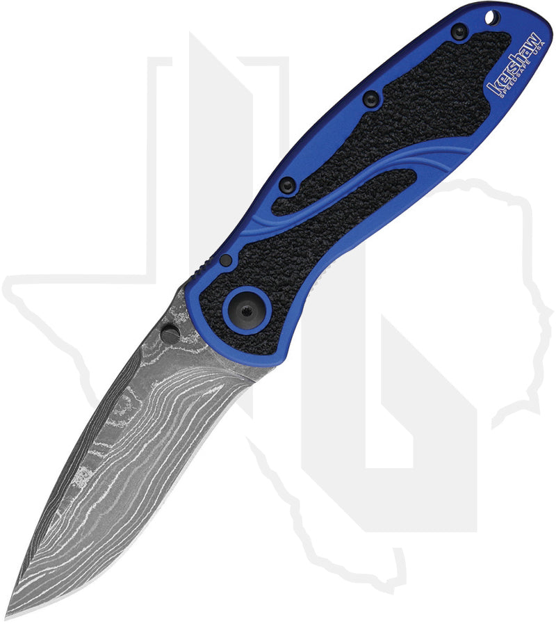 Kershaw Blur Ken Onion 1670NBDAM - Navy Blue Aluminum, Damascus