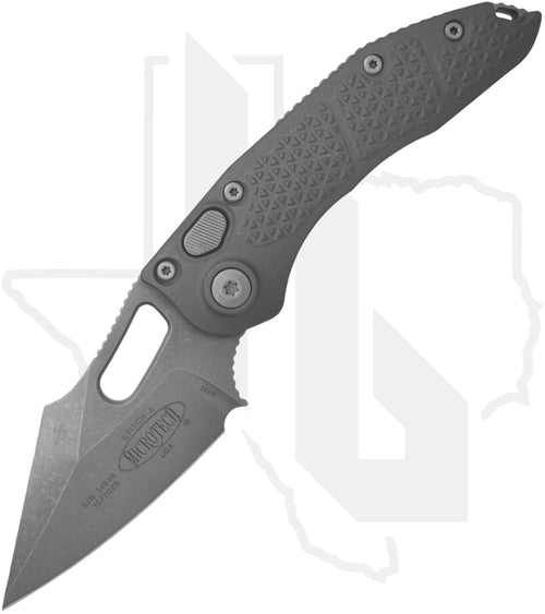 Microtech Stitch 169-10APNC - Single Edge, Apocalyptic, Natural Clear Aluminum
