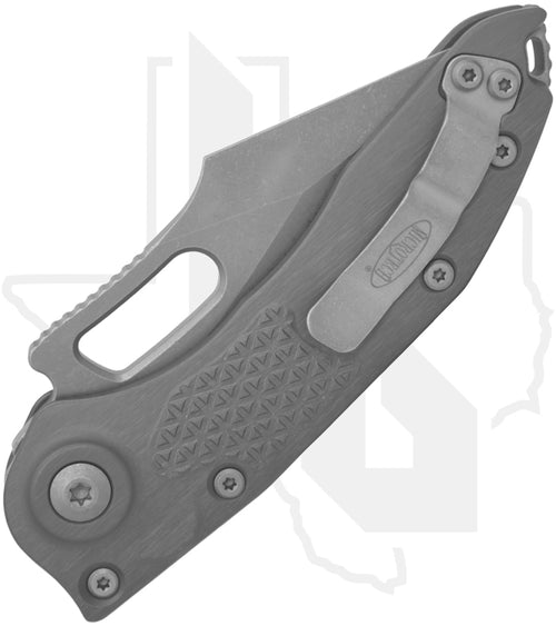 Microtech Stitch 169-10APNC - Single Edge, Apocalyptic, Natural Clear Aluminum