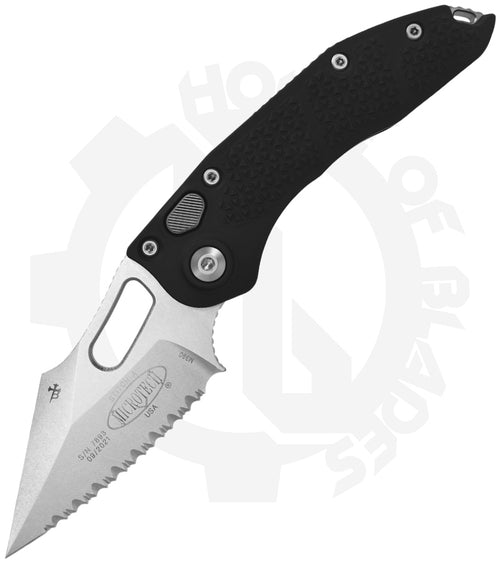 Microtech Stitch 169-12 - Black, Stonewash, Fully Serrated