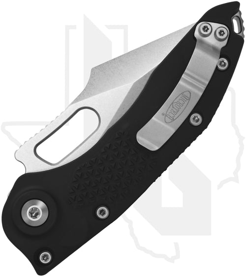 Microtech Stitch 169-12 - Single Edge, Stonewashed, Black Aluminum