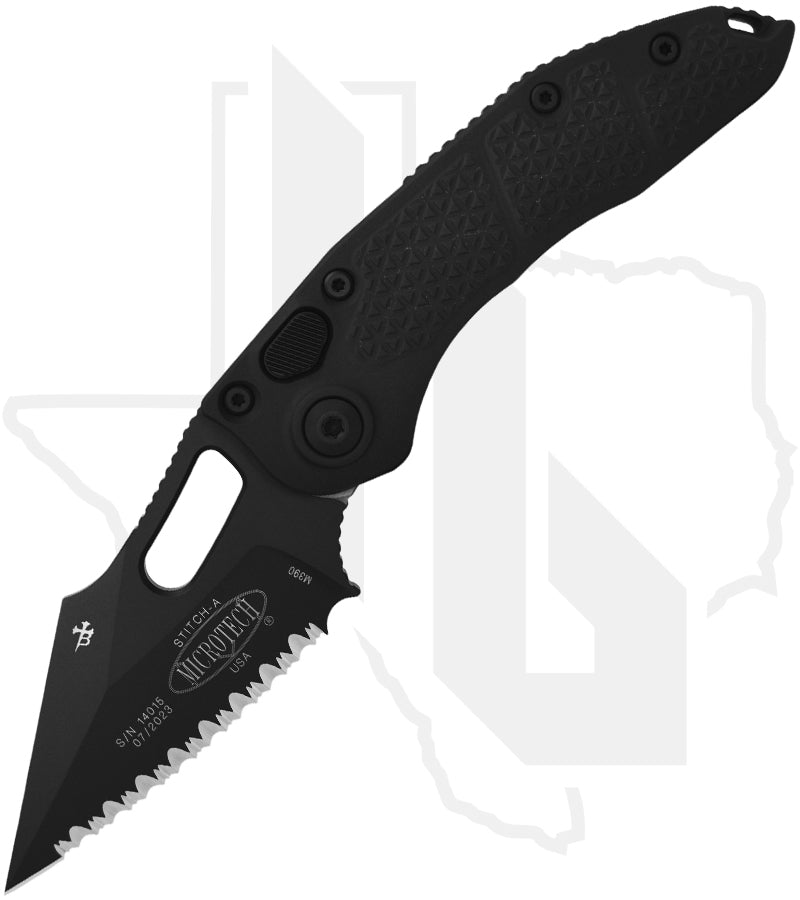 Microtech Stitch 169-3T - Single Edge, Black, Black Aluminum