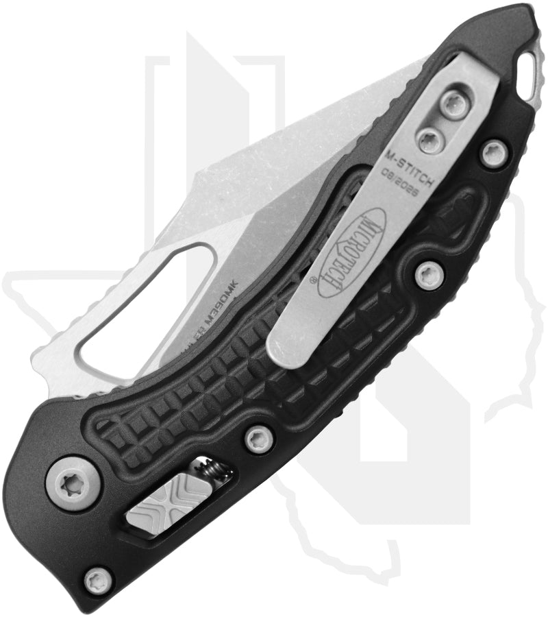 Microtech M-Stich Ram-Lok 169MRL-10APFR - Single Edge, Apocalyptic, Frag Pattern Black Aluminum