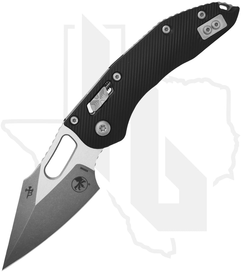 Microtech Stitch 169RL-10APFL - Single Edge, Apocalyptic, Fluted Black Aluminum