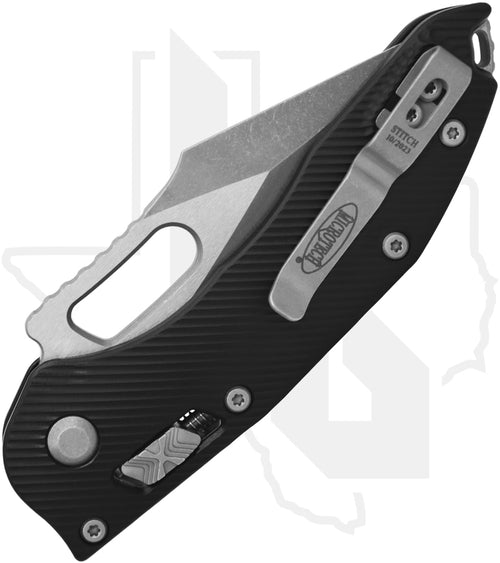 Microtech Stitch 169RL-10APFL - Single Edge, Apocalyptic, Fluted Black Aluminum