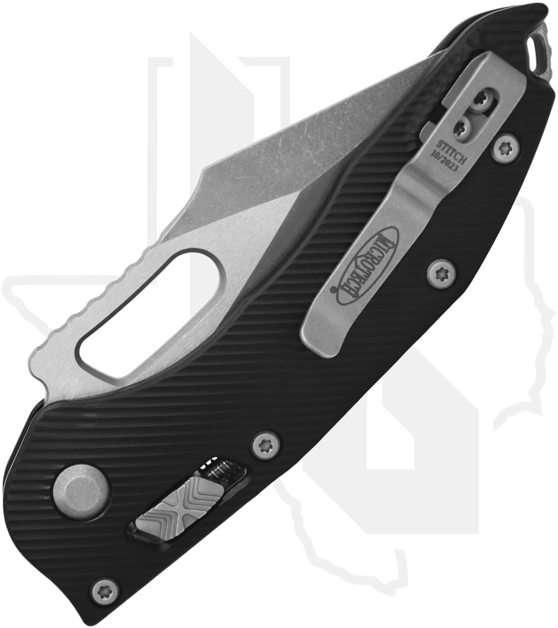 Microtech Stitch 169RL-10APFL - Single Edge, Apocalyptic, Fluted Black Aluminum