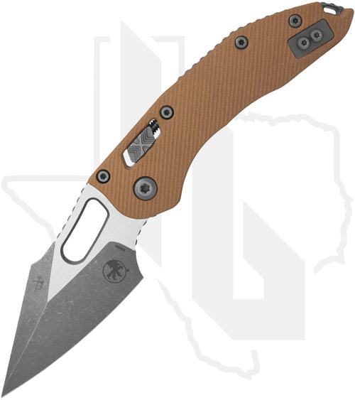 Microtech Stitch 169RL-10APFLGTTA - Single Edge, Apocalyptic, Fluted Tan G-10