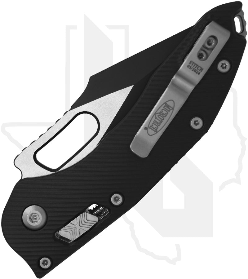Microtech Stitch 169RL-1FL - Single Edge, Black, Fluted Black Aluminum