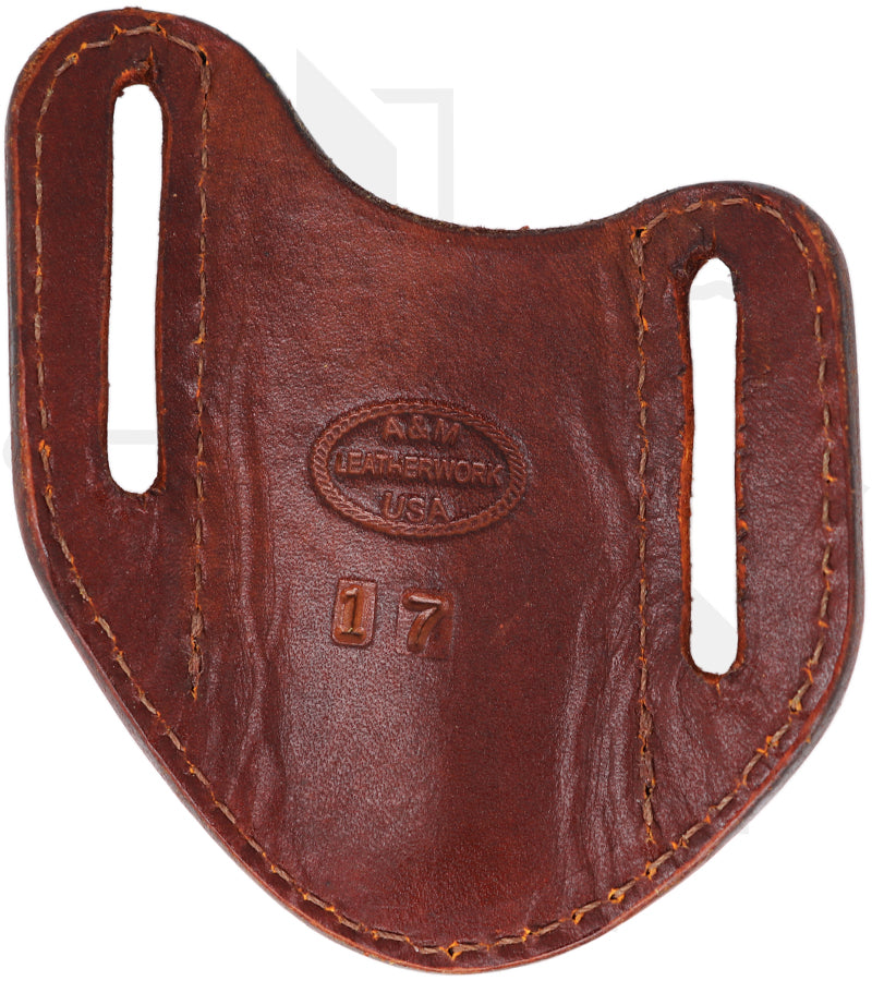 A & M Leather #17 Trapper Sheath 17-LB-BW - Brown, Vertical, Basket Weave