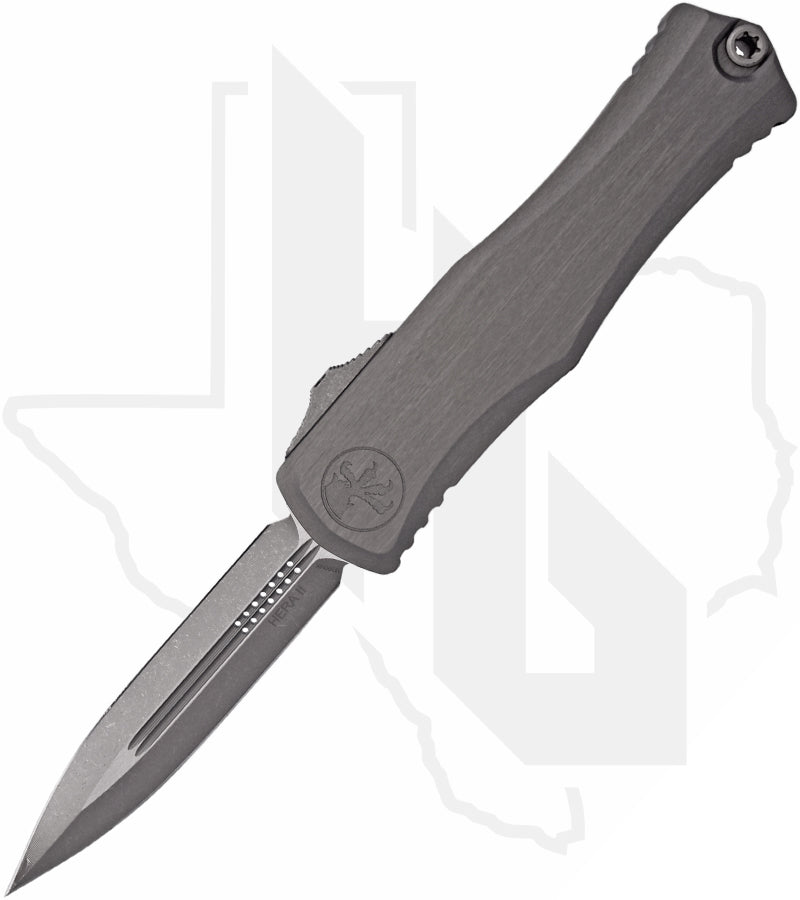Microtech Hera II 1702-10APNC - Double Edge, Apocalyptic, Natural Clear Aluminum
