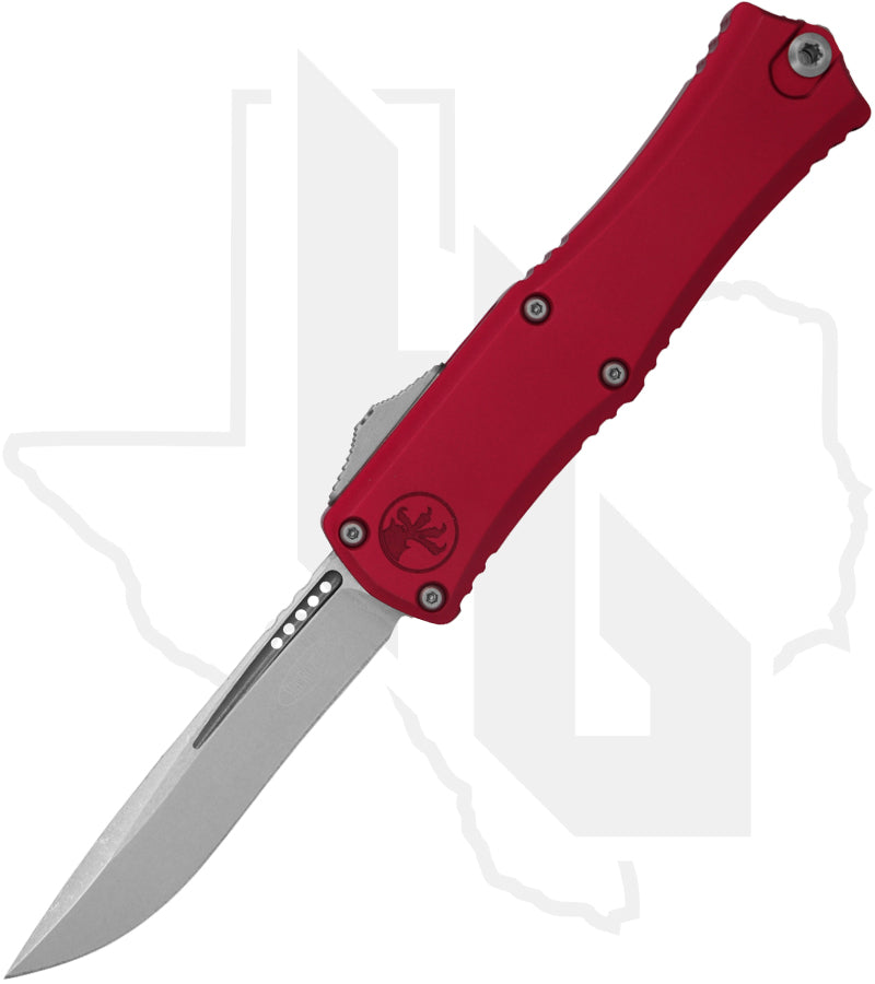 Microtech Hera II Mini 1705M-10MR - Recurve, Stonewashed, Merlot Aluminum