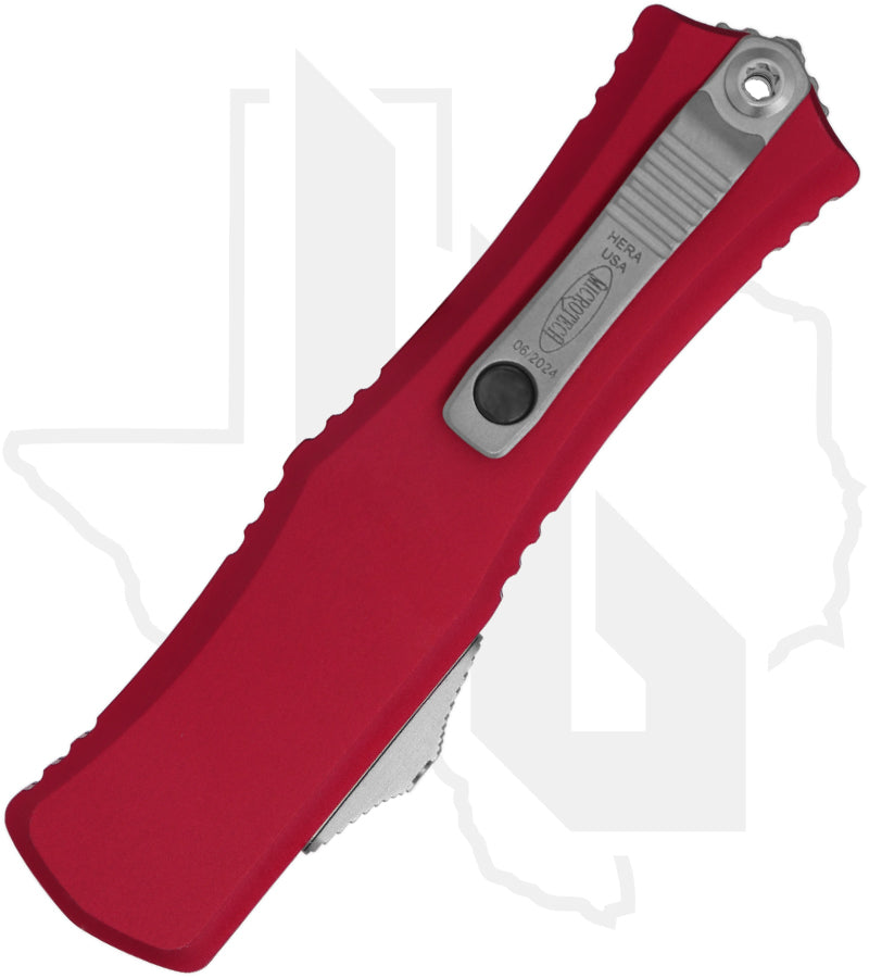 Microtech Hera II Mini 1705M-10MR - Recurve, Stonewashed, Merlot Aluminum