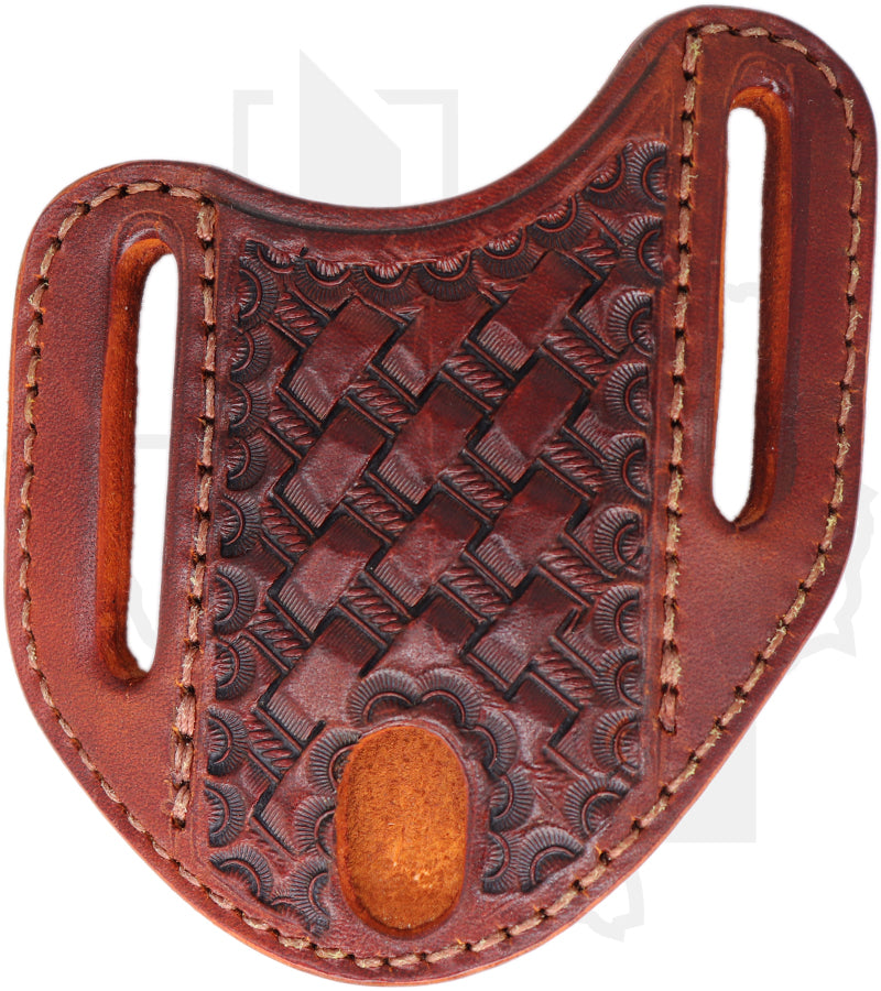 A & M Leather #18 Trapper Sheath 18-LB-BW - Brown, Vertical, Basket Weave