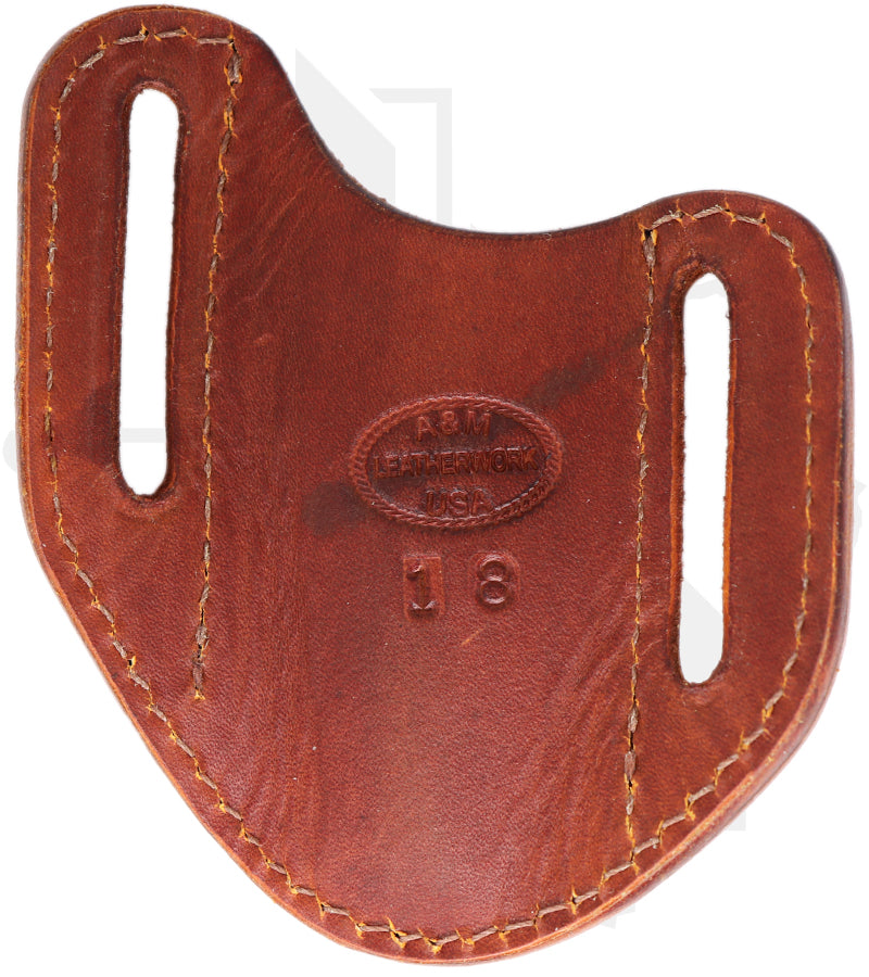 A & M Leather #18 Trapper Sheath 18-LB-BW - Brown, Vertical, Basket Weave