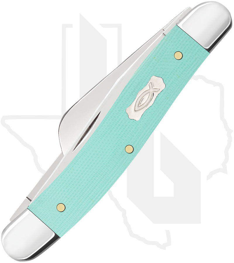 W.R. Case Medium Stockman 18111 - Seafoam Green G-10, Smooth (10318 SS)
