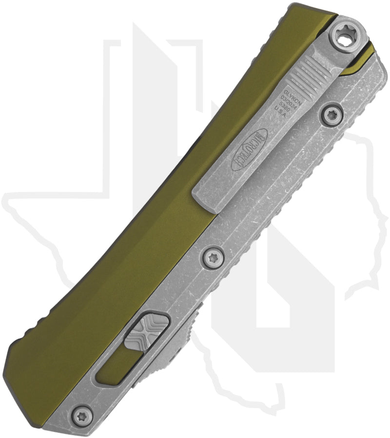 Microtech Glykon 184-10APOD - Bayonet, Apocalyptic Overlay, OD Green Aluminum