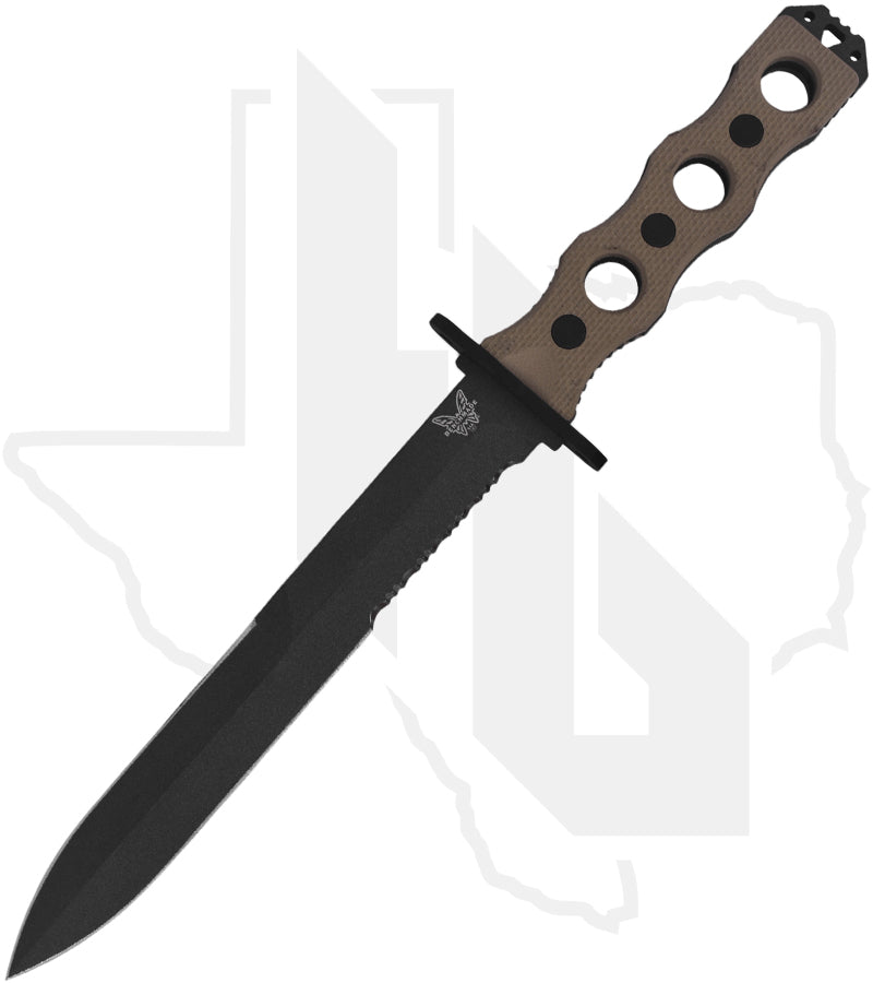Benchmade Black Class SOCP Fixed Blade 185SBK-1 - Tan, Serrated