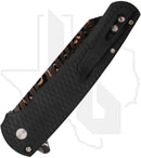 Pro-Tech Custom Malibu 2026-MALIBU-CUSTOM-004 - Black Dragon Scale Aluminum, Coppermai Ripple Damascus, Mosaic Pin Button
