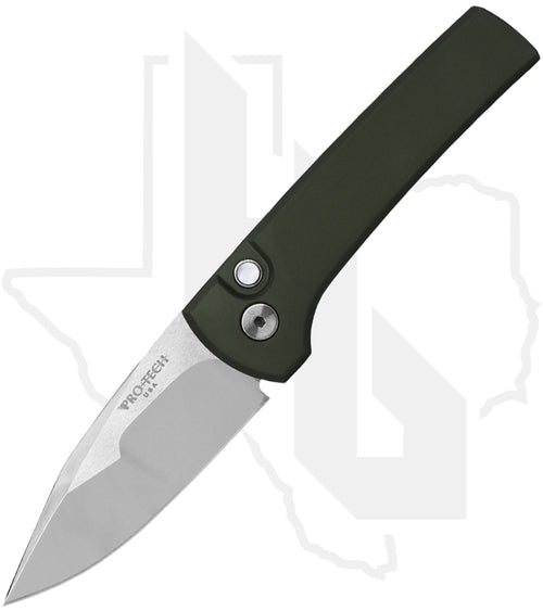 Pro-Tech Chaves Scapegoat Compact 2026-SCAPEGOAT-COMPACT-CUSTOM-003 - Green Aluminum, Mirror Polished, Black Lip Pearl Button