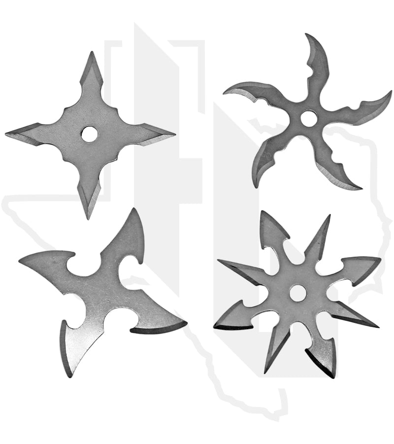 SZCO 4 Pc Throwing Star Set 210817-SL - Stainless Steel