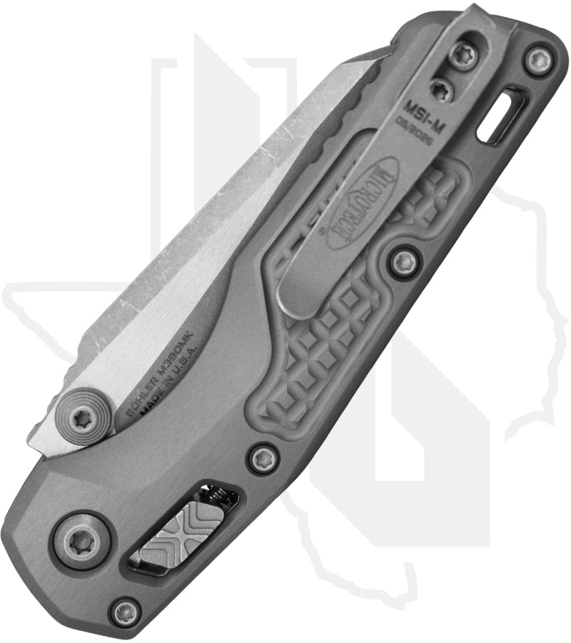 Microtech MSI Mini 210M-10APFRNC - Single Edge, Apocalyptic, Frag Pattern Natural Clear Aluminum