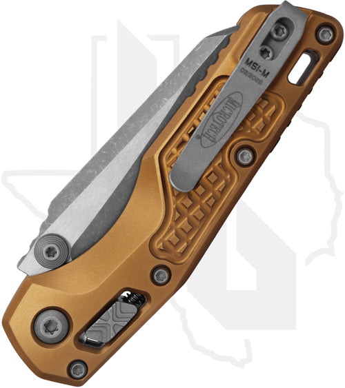 Microtech MSI Mini 210M-10APFRTA - Single Edge, Apocalyptic, Frag Pattern Tan Aluminum