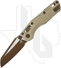 Microtech MSI Mini 210M-1FRCG-C19Z23 - Single Edge, Burnt Bronze, Frag Pattern Champagne Gold Aluminum