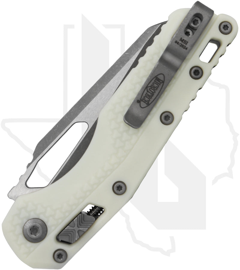 Microtech MSI 210T-10APPMWH - Single Edge, Apocalyptic, Tri-Grip White Polymer