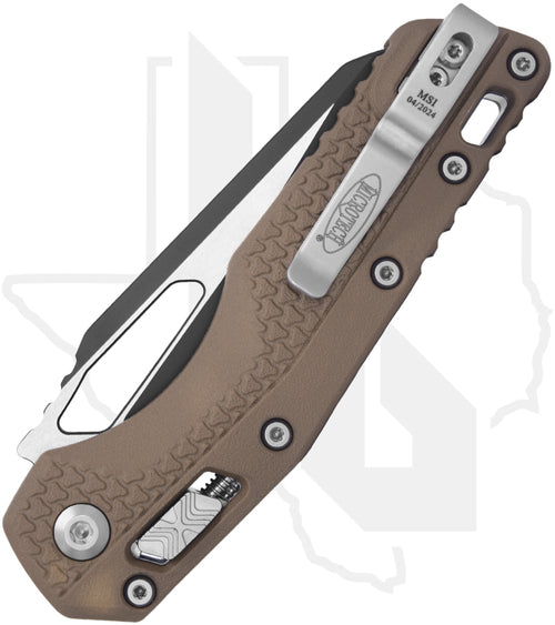 Microtech MSI 210T-1PMDE - Single Edge, Black, Tri-Grip Tan Polymer