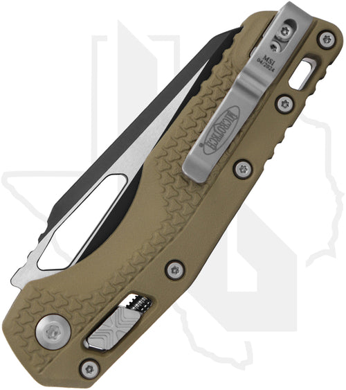 Microtech MSI 210T-1PMOD - Single Edge, Black, Tri-Grip OD Green Polymer