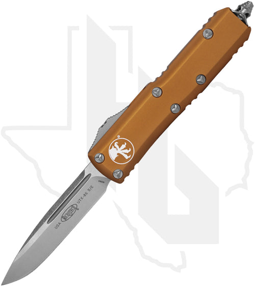 Microtech UTX-85 231-10TA - Single Edge, Stonewashed, Tan Aluminum