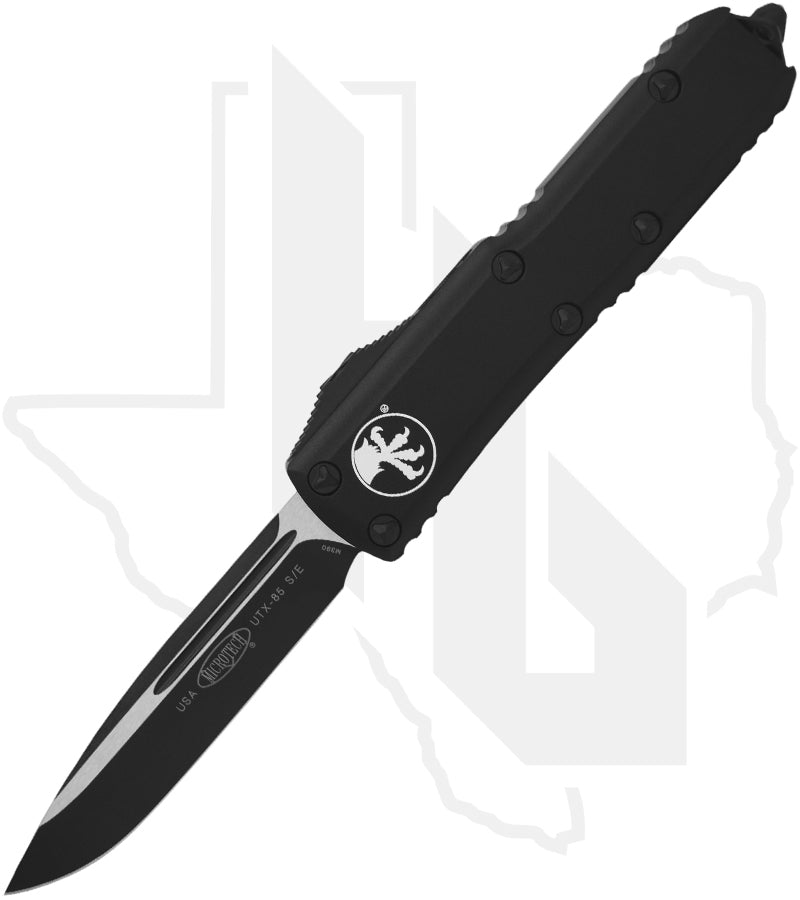 Microtech UTX-85 231-1T - Single Edge, Black, Black Aluminum