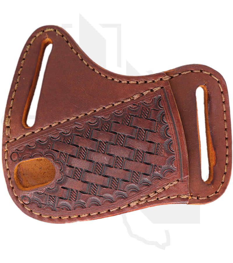 A & M Leather #26 Trapper Sheath 26-LB-BW - Brown, Crossdraw, Basket Weave