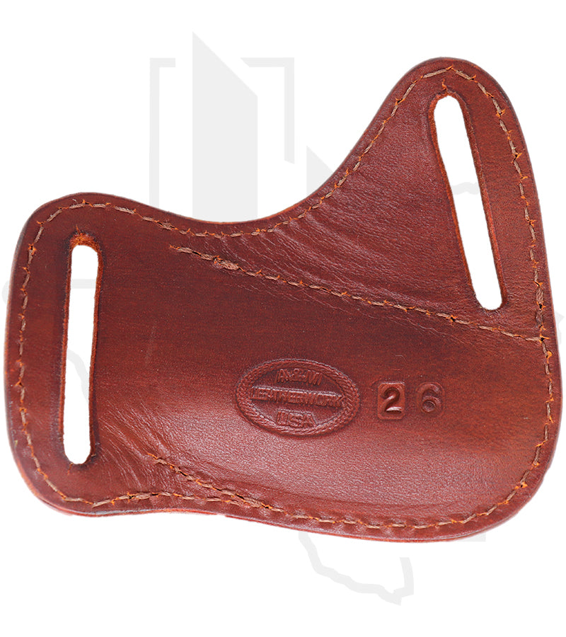 A & M Leather #26 Trapper Sheath 26-LB-BW - Brown, Crossdraw, Basket Weave