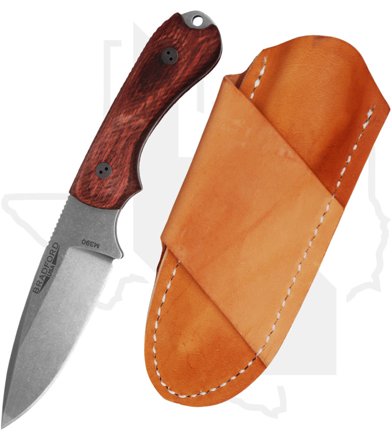Bradford Knives Guardian 3.2 3.2FE-138-M390 - Rosewood Liberty Wood, Stonewashed, False Edge Grind