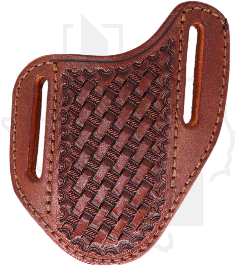 A & M Leather #31 Hunter Sheath 31-LB-BW - Brown, Vertical, Basket Weave