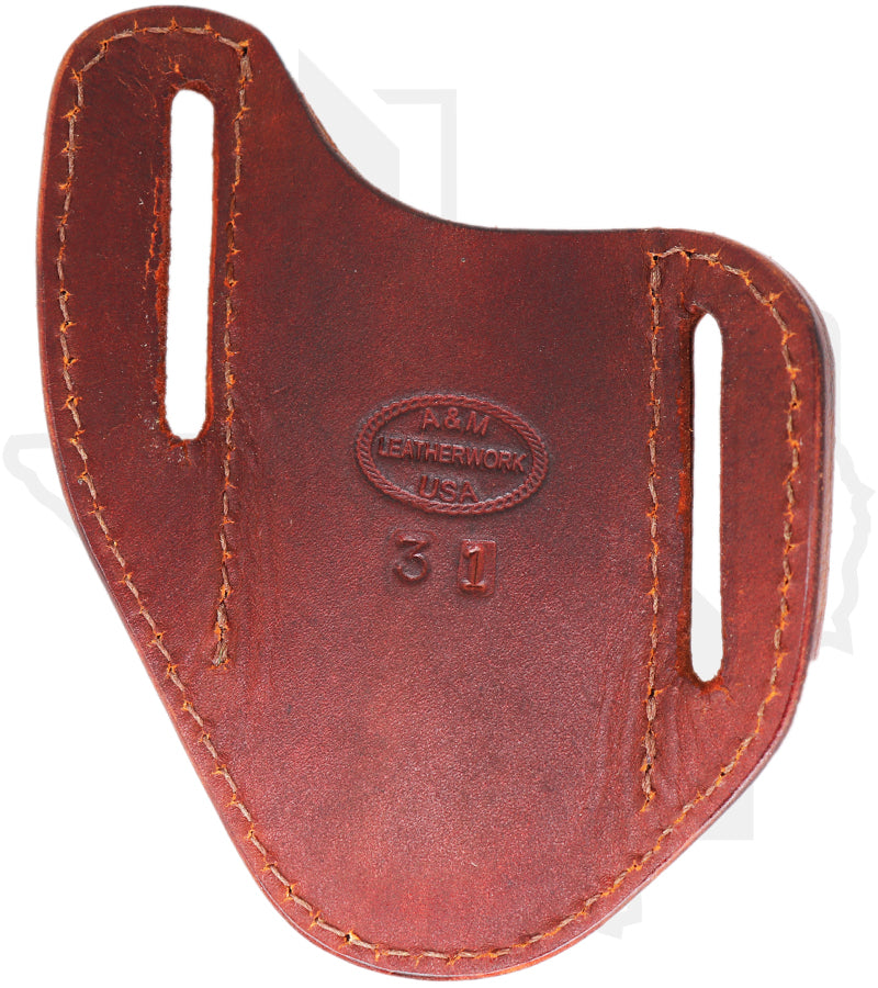 A & M Leather #31 Hunter Sheath 31-LB-BW - Brown, Vertical, Basket Weave