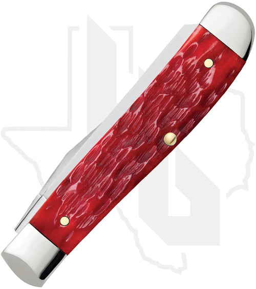 W.R. Case Mini Trapper 31952 - Dark Red Bone, Peach Seed Jig (6207 CS)
