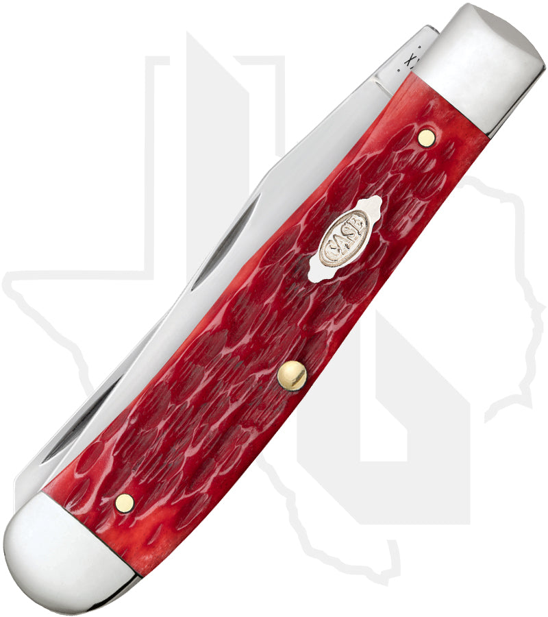 W.R. Case Trapper w/ Clip 31957 - Dark Red Bone, Peach Seed Jig (6254C CS)
