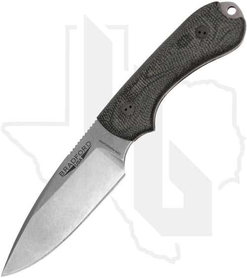 Bradford Knives 3D Guardian 3 3FE-101-MCHH - Black Micarta, Stonewashed, False Edge Grind