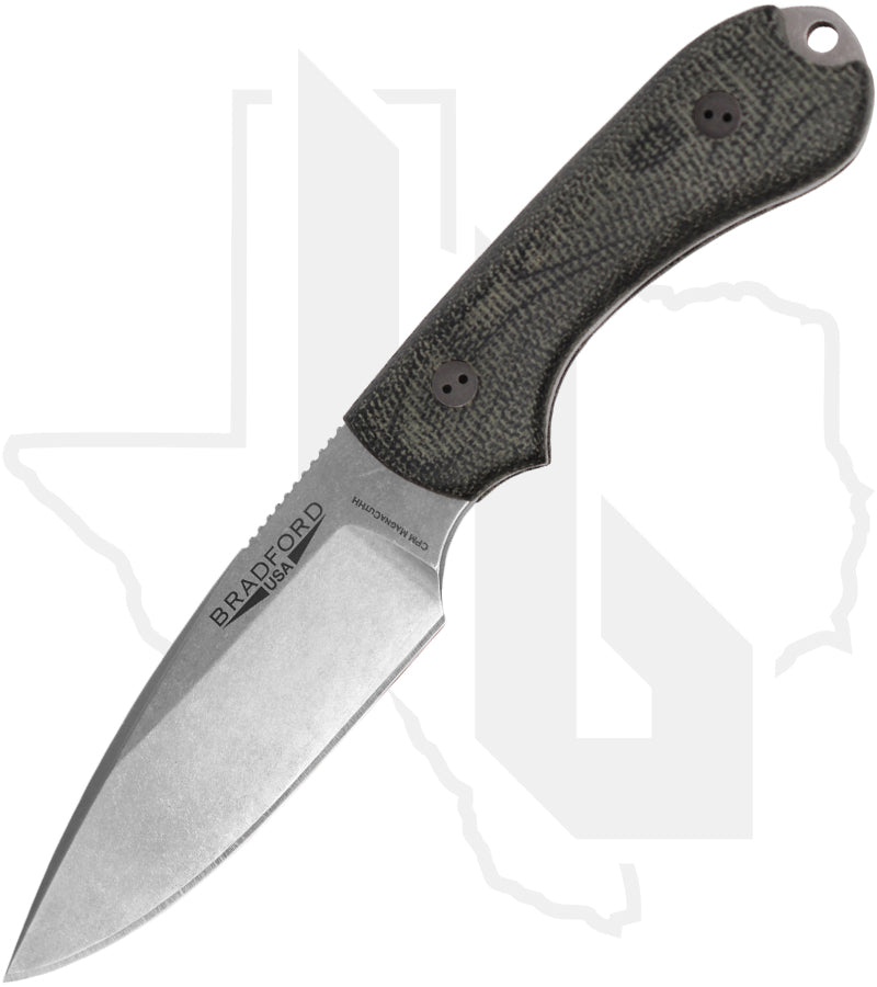 Bradford Knives 3D Guardian 3 3FE-101-MCHH - Black Micarta, Stonewashed, False Edge Grind